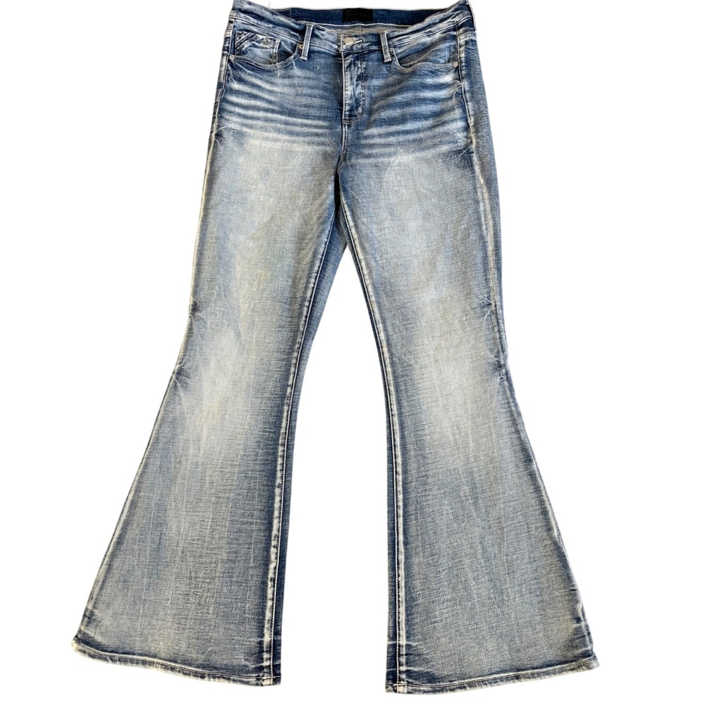 Buckle Black Fit No75 Flare Jeans Women 30x32 Blue BBW1256R Bell Bottom Whiskers